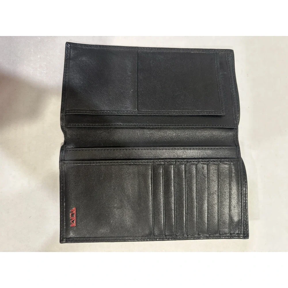 TUMI Black Leather And Canvas Wallet Credit Card Holder New No Tags